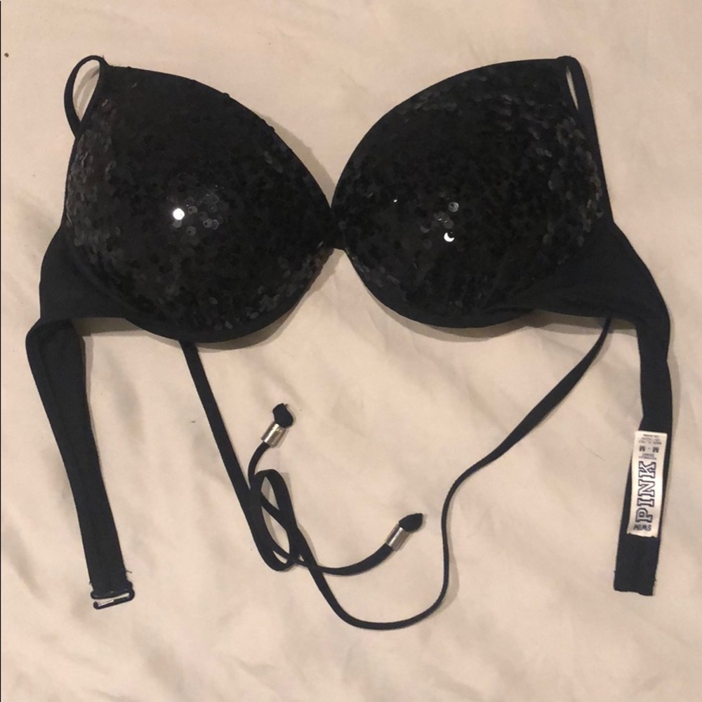 VS Pink push-up bathing suit top sequin/black